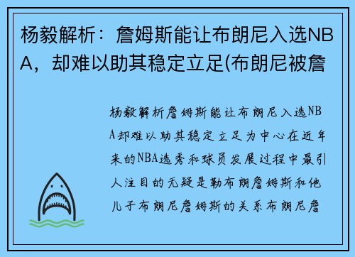 杨毅解析：詹姆斯能让布朗尼入选NBA，却难以助其稳定立足(布朗尼被詹姆斯留言)